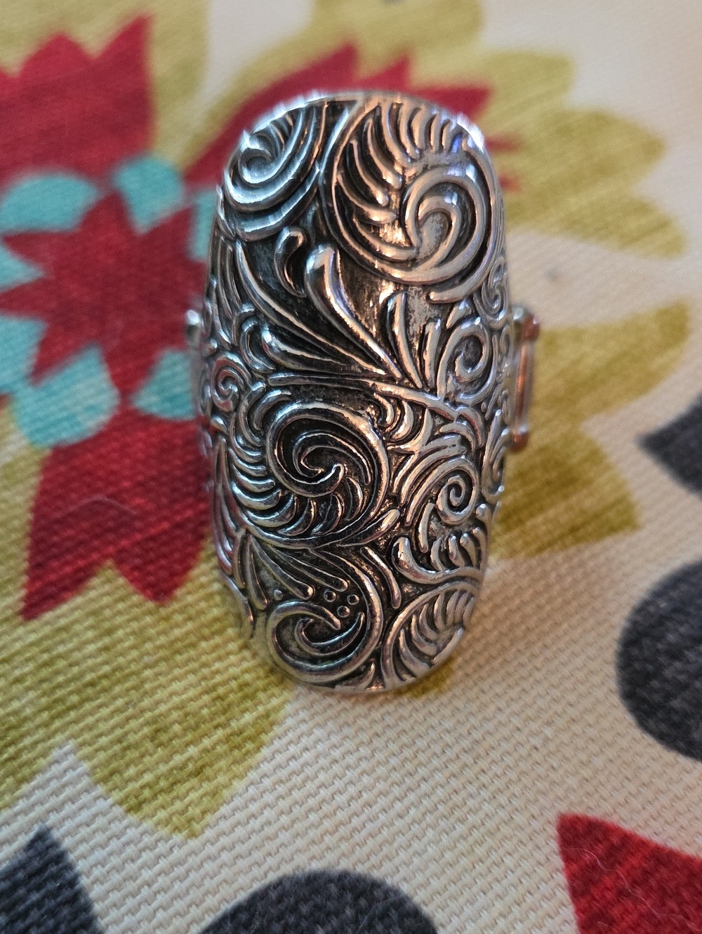 Ornate Filigree Silver-Tone Statement Ring - Women's Jewelry